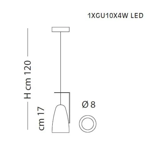 Forata 1 luce sospensione fissa